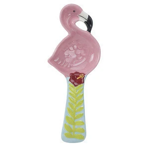 Hand Painted Ceramic Animal Shape Flamingo Spoon Rest
