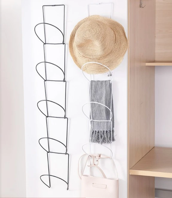 Hanging hat storage artifact sorting home wardrobe wall-mounted hat shelf creative door bag storage rack adhesive hook