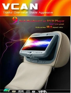 HAV-931 9" Headrest pillowbag with DVD USB Poart, SD/MMC/MS Card