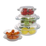 Heat resistant glass cooking pot clear transparent borosil microwave cookware set