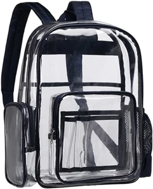 Heavy Duty Large Waterproof Transparent Clear Backpack, Stadium Approved Size Portable Transparent Bag