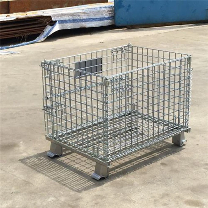 heavy duty steel wire mesh box for warehouse storage galvanized collapsible stackable wire mesh container