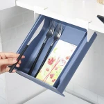 Hidden Punch-free Pull Out Storage Shelf Organizer For Kitchen Base Cabinets Kitchen Cutlery Makeup brush Storage Box Drawer