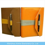 high quality 6 rings leather notebook with pen