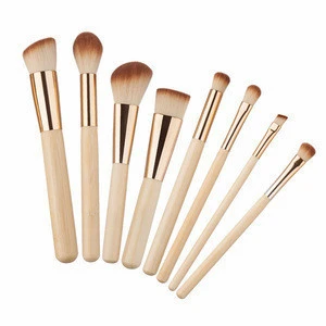 High Quality 8 pieces Private label Ecofriendly Nylon Hair Bamboo Handle Make Up Brush Set Makeup Tool