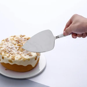 High quality cake knife set silver porcelain handle stainless steel pastry serves shovel cake server