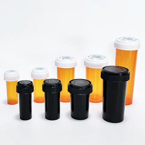 High quality child resistant medicine vial containers smell proof plastic vial with reversible cap