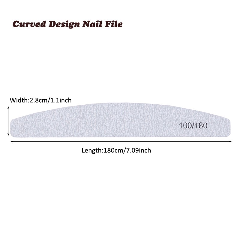 High Quality Custom Printed Nail Salon Tools Half Moon Zebra  100/180 Japan Professional Nail File