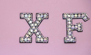 High quality letter embroidery rhinestone patch