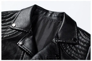 High Quality PU Leather Jackets Men Spring, Autumn, Solid Stand Collar Fashionable Men Jacket