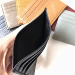 High Quality Unisex Card Holder Pebbled Pattern Genuine Leather Slim Card Holder for Men and Women