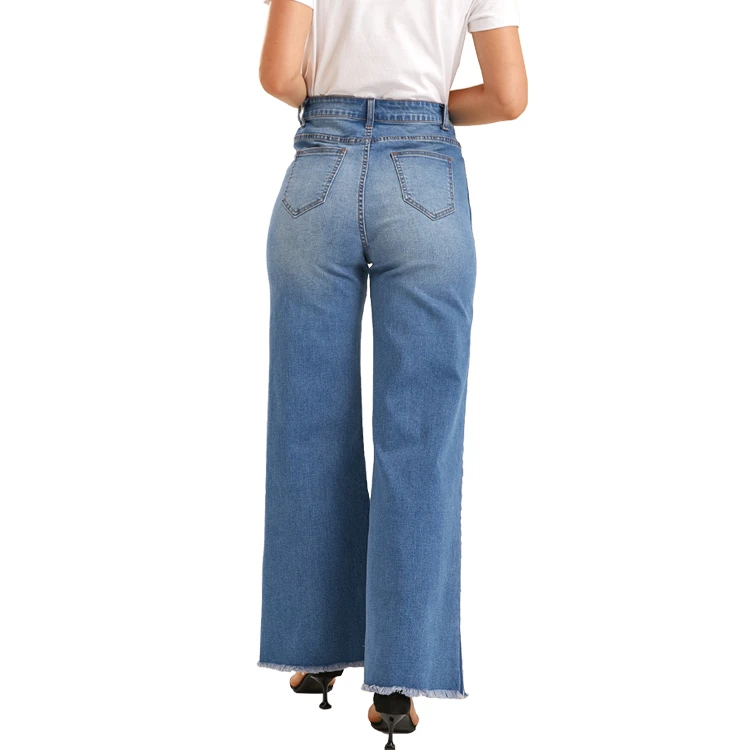 high waist fashion style women autumn jeans 2021 solid color ladies casual denim pants