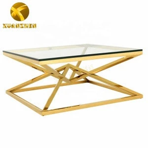 Home furniture living room sets modern high quality glass centre table gold coffee table for sale