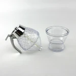 Honey Dispenser No Drip Glass Syrup Dispenser Glass Beautiful Honey Comb Shaped Honey Pot  Jar with Stand