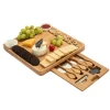 Hot Cheap Custom natural large bamboo cheese cutting board and knife set in drawer