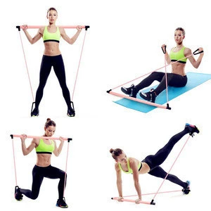 Hot Portable Multifunctional Fitness Yoga Exercise Bar Pilates Stick With Resistance Band