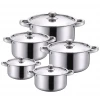 Hot sale 10pcs Home Use Stainless Steel Golden Handle Pot Frying Pan Kettle  Cookware Gift Sets with Induction Bottom