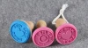 hot sales Food grade wooden handle round shape custom cookie silicone stamp