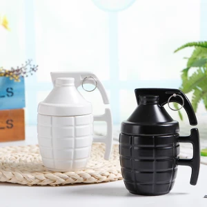 Hot Sales Novelty 3D ceramic cups grenade mug bomb mugs black ceramic mug