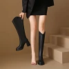 Hot Selling Retro Niche Texture Women Boots Soft Leather Square Heel Long Tube Boots