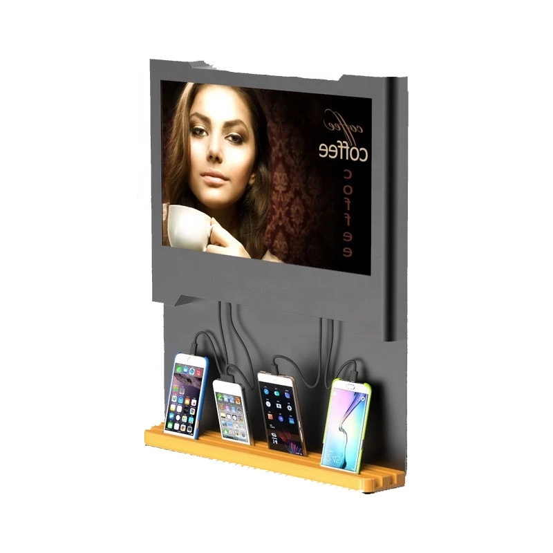 Hotel 19inch lcd advertising display digital signage with phone charger