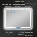 Hotel use Rectangle Custom touch screen Illuminated LED Mirror