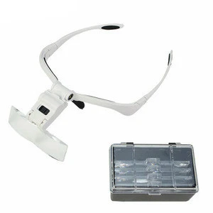 Hotsale eyelash extension tools head wearing magnifying glasses with two magnifying glass led lights