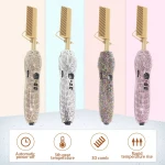 ihongSen Wholesale Copper Electric Hair Brush Hair Comb,Professional Bling Private Label Rhinestone Hair Straightener Hot Comb