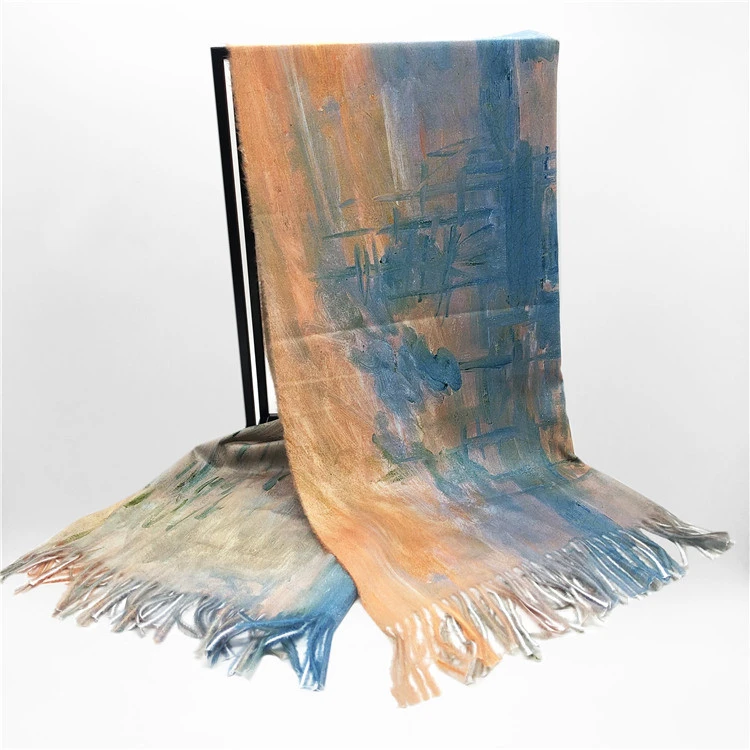 Imitation Wool Fabric Material Made Long Style Polyester Pashmina Scarf
