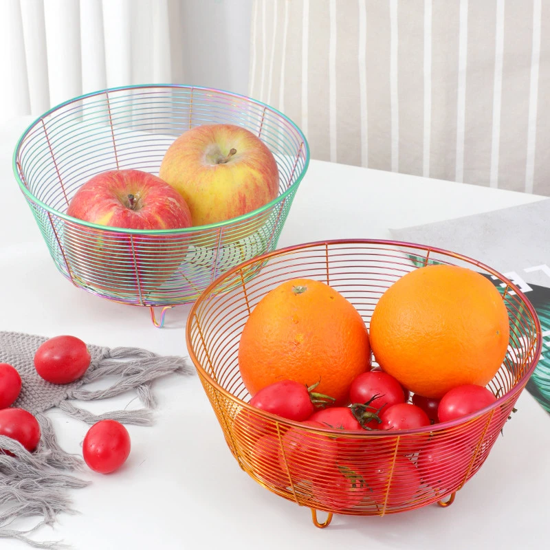 In Bulk Kitchenware Metal Wire Storage Round Mesh Fruit Basket