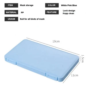 In Stock Transparent Food Grade PP Plastic Portable Dust Proof Custom Face Mask Storage Box Case With Clip Lock