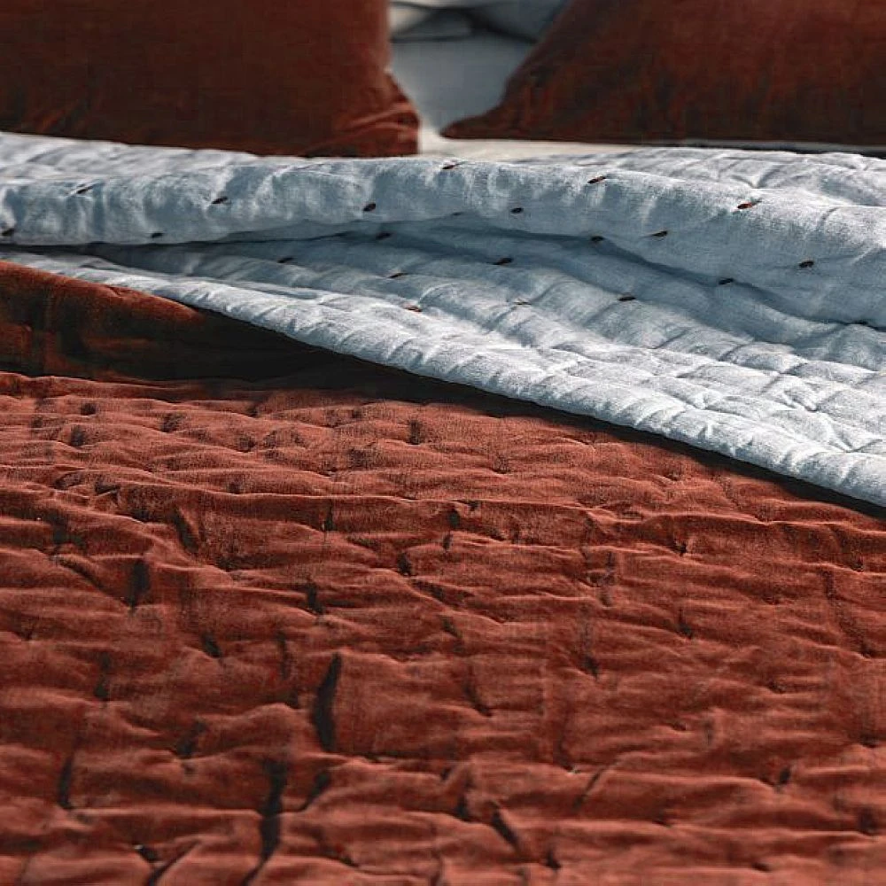 Indian Winter 100% Cotton Velvet Quilted Comforter Set Wedding Bedspread Warm Bed Quilt