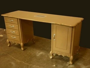 Indonesia Commercial Furniture - Light Brown Baroque Salon Furniture Nail Table 4 Drawers 1 Door