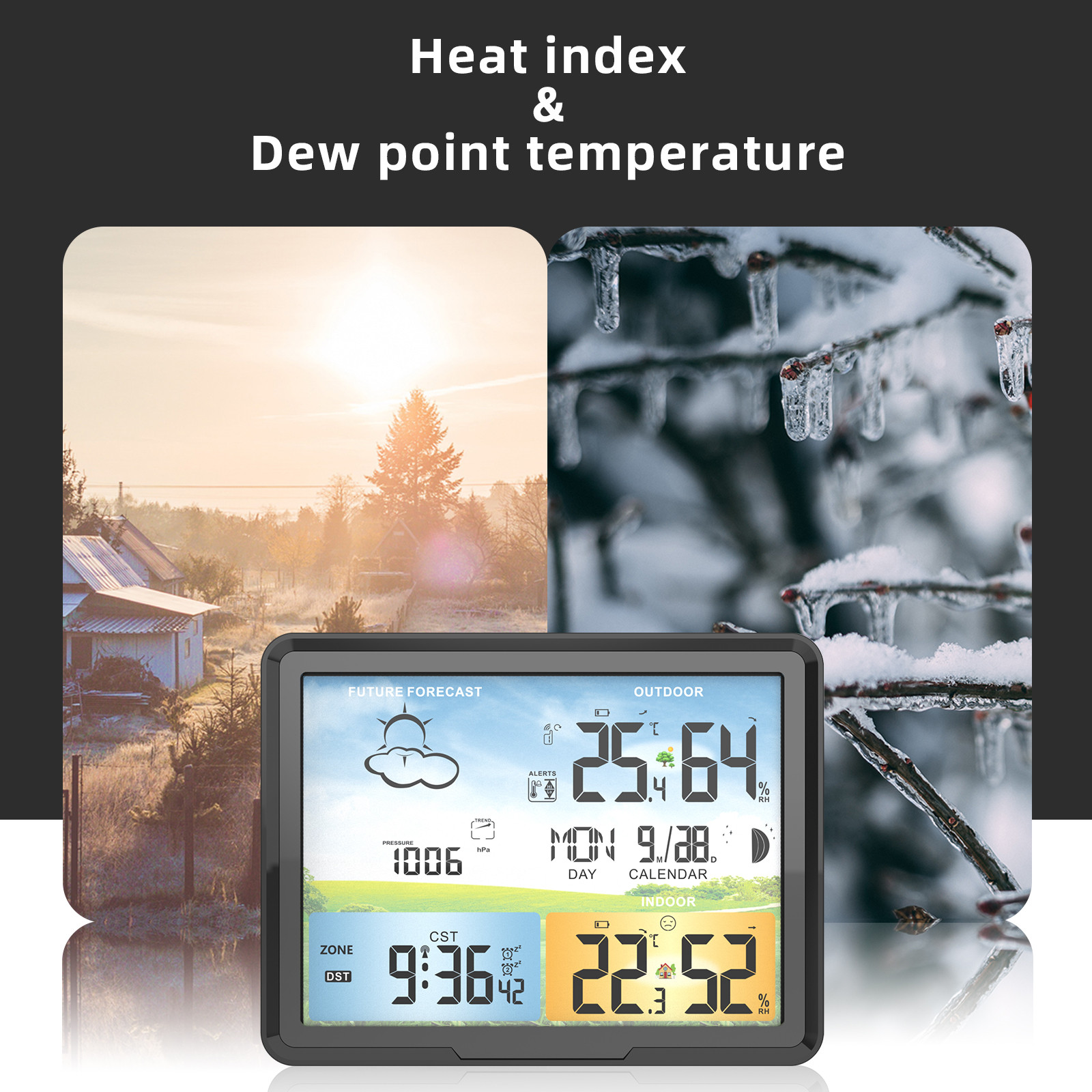 Buy Indoor Outdoor Temperature Humidity Rcc Clock Pt20a Color Digital