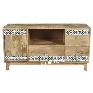 Industrial and vintage wooden cabinet with 3 drawers and 1 door living room furniture sideboard