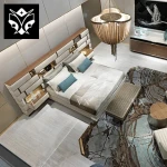 Italian Luxury Bedroom Velvet Fabric Queen Size Bed Room Furnitures With Headboard Fashion Design