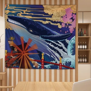 Japanese decorative background cloth digital printing interior bushido wall chart custom wholesale tapestry