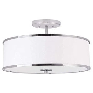 JLC-H13 modern 15 inch fabric  round drum shade semi flush mount ceiling light design