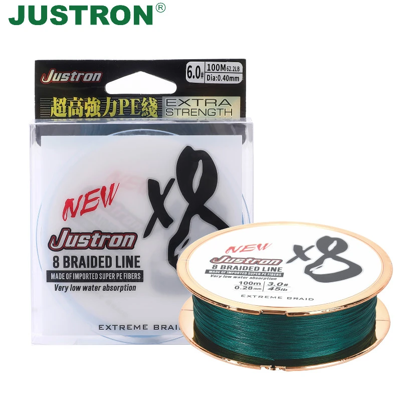 Justron 100m great color resistance Braided Thread 8x Braided Multifilament 8 Strand Pe Fishing Line