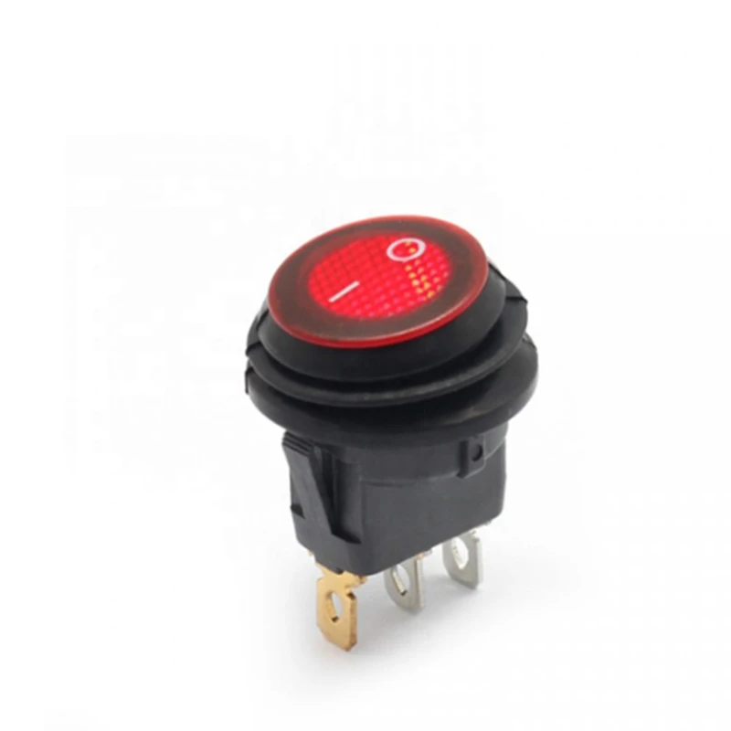 KCD1 5A red green ip67 mini round toggler switch led lamp 3pins on off pc power small rocker switch