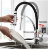 Kitchen Sink Faucet with Pull Down Sprayer Nozzle Black Chrome Finish Hot & Cold Water Kitchen Sink Faucet Mixer Taps