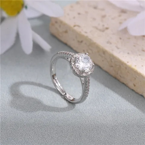 Korean style fashionable six-claw wedding ring couple ring opening adjustable wedding ring set for couple