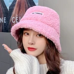Lamb Faux Fur Bucket Hat Thickened Warm Teddy Velvet Winter Hats For Women Lady Outdoor Plush Fisherman Hat