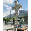 Large cross religious stainless steel sculpture