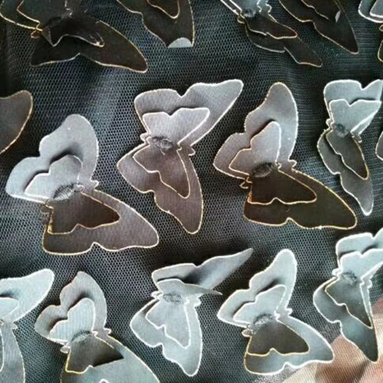 Laser cut flowers chiffon fabric embroidery flower chiffon lasercut fabric for dress