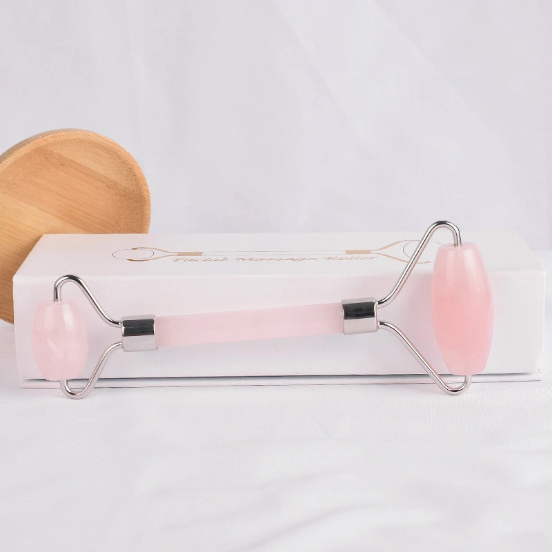 latest products massage stone rose quartz stainless steel jade roller facial massage roller