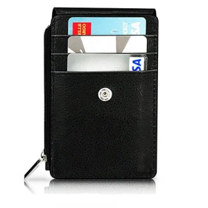 Leather ID Badge Card Holder Wallet with 5 Card Slots RFID Blocking Pocket  Neck Lanyard Strap for Offices ID School