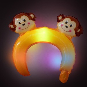 Led Light Cute Inflatable Air Kids Cartoon Party Favor Decoration Animal Ear BallonHeadband Foil Balloon