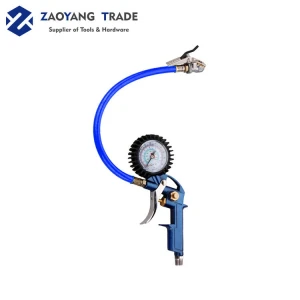 Lightweight 3 in 1 tire inflating gun with function of inflating deflating and dial type pressure gauge
