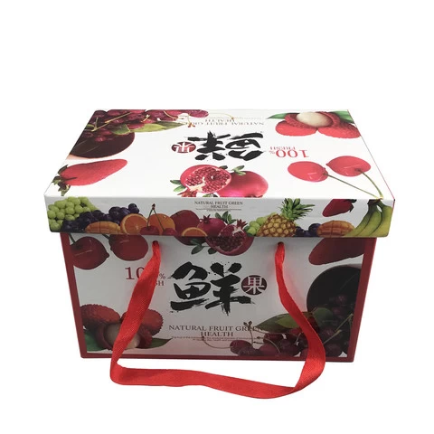 Lipack Customized Biodegradable Folding Corrugated Fruit Packaging Box Fruit Take Away Kraft Box Container With Lid